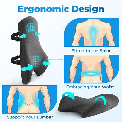 Teemour High Back Support Pillow for Office Chair, Fully Support Back Cushion - Memory Foam Lumbar Support Pillow for Office Chair, Desk, Gaming Chair, Promotes Posture Pain Relief Adjustable Straps - Image 7