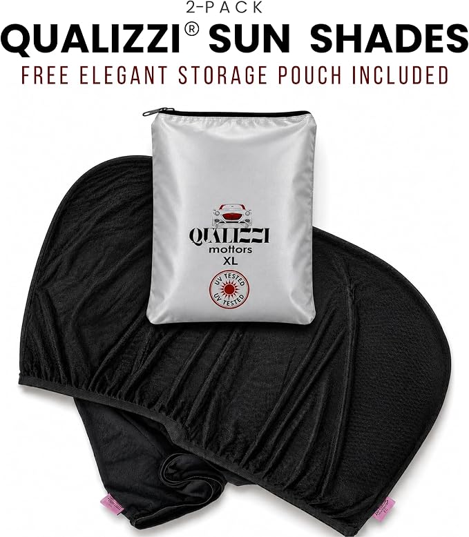 SM/RL Car Window Shades for Baby & Camping; 2-Pack/8 Sizes. Stretch-to-Fit Up to H:24" x W:39" Rear Windows. Blocks 96.25% UV Tested, Breathable Full-Coverage Mesh Bug Screens | Qualizzi® - Image 7