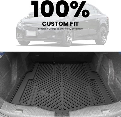 LASFIT Trunk Mat for Chevy Cruze 2016-2019 (Not for 2016 Cruze Limited) | Only Fit Cargo with Spare Tire; Fit Sedan, Not for Hatchback; 3D Scanning Technology, Easy to Wash - Image 2
