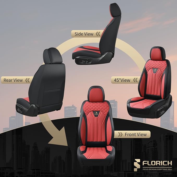 Seat Covers for Cars, Waterproof Automotive Seat Covers, Leather Car Seat Covers 2 Pack, Universal Front Seat Cushion Protector for Most Cars Trucks SUV-Black&Burgundy - Image 4