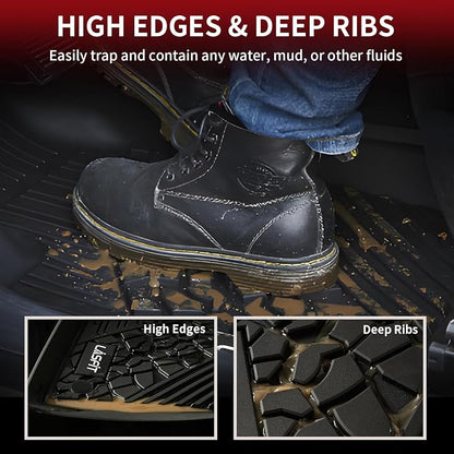 LASFIT Floor Mats for Jeep Gladiator JT 2026 2025 2024 2023 2022 2021 2020 | All Weather TPE Custom Fit Pickup Truck Mats Floor Liners 1st & 2nd Row, Black - Image 4
