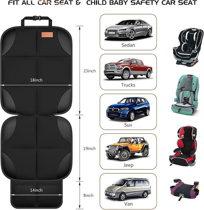 SMART ELF Car Seat Protector, Thickest Padding and Non-Slip Backing (Black) | Waterproof Car Seat Cover with Mesh Pockets, 600D Leather and Fabric for SUV, Sedan, Truck, Easy to install for Baby and Pet - Image 2