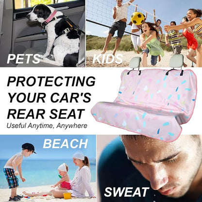 Sweat Towel Car Seat Cover Protector Front Seats for Gym Workout, Running, Swimming, Beach and Hiking, Waterproof Universal Seat Cover for Car, Trucks, Van & SUV (1, Pink Marble, Rear Seat) - Image 4