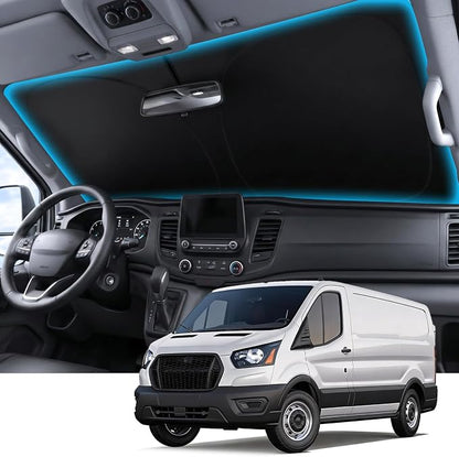 Wigoo for Ford Transit Windshield Sunshade, Custom Fit, Keeps Interior Cool | Custom Fit, Cooling Tech Fabric, Foldable Heat-Blocking Sunshade with Storage Bag, for Ford Transit 2015-2026 Accessories by wigoo