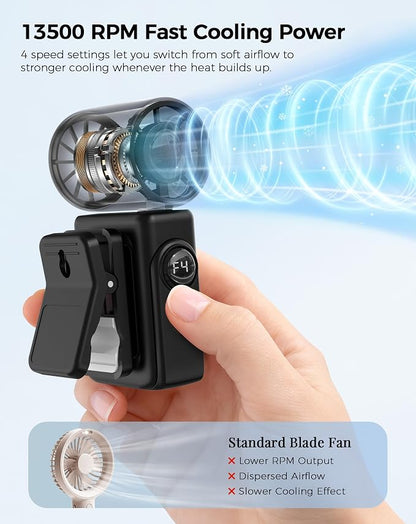 Hotsales Clip-On Portable Fan for Strollers, Handheld Turbo Fan for Travel | Small But Mighty Mini Fan, Detachable 360° Rotating Clip, LED Display, Rechargeable, Summer Outings, Gifts For Women And Men - Image 4