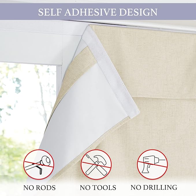RYB HOME Classroom Door Window Cover, 100% Blackout Lockdown Shades | Linen Textured, Block Views, Privacy Sidelight Blids, For Glass Door School Office Nursery, W12 x L40, Beige, 1 Panel - Image 2