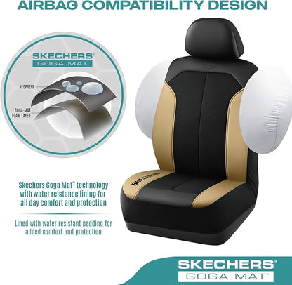 Skechers Car Seat Covers,GOGA Mat Oxford Cloth Seat Covers,Waterproof Car Seat Covers Full Sets,Automotive Universal Fit Seat Cover for Most Cars, Suvs, Trucks,Beige - Image 5