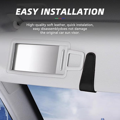 2 Pack Magnetic Leather Car Visor Sunglass Holders, Black | flip-open design, holds eyewear tickets or cards, tool-free mounting, fits most cars and trucks, car interior accessories - Image 5