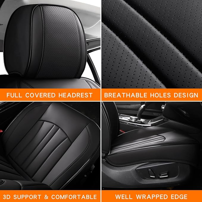 MINGBRON Front Car Seat Covers,Car Seat Protector Waterproof,Seat Covers Front Set, Car Seat Protectors,Automotive Seat Covers Fit for Most Cars Black - Image 7