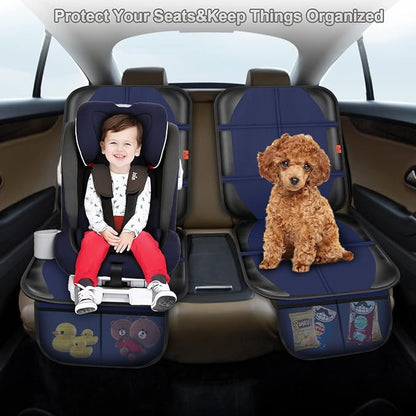XHYANG Car Seat Protector,2 Pack Automotive Seat Protectors Baby Carseat Pad Waterproof & Durable 600D Fabric for Child Baby Car Seat Mat Vehicle Pet Cover 2 Storage Pockets (Blue) - Image 6