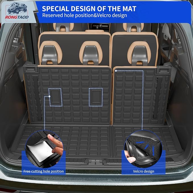Rongtaod Floor Mats Set for 2022-2025 2026 Nissan Pathfinder 7&8 Seats | Cargo Liner Cargo Mat Trunk Mat TPE All Weather Back Seat Cover Protector 2024 Pathfinder Accessories - Image 8