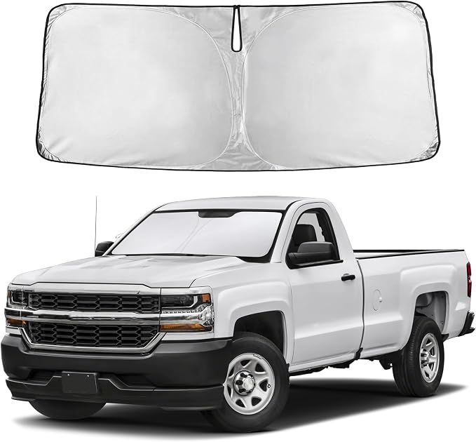 Windshield Sun Shade Fit for 2014-2019 Chevy Silverado/GMC Sierra 500-3500 | Sun Shade, Front Car Window Shades Sun Visor, Blocks UV Rays & Heat, Car Accessories by Autovir