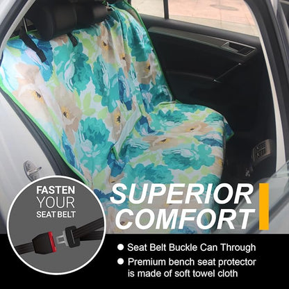 Back Seat Cover for Car Trucks Van SUV Jeep,Waterproof Rear Bench Towel Seat Covers for Dogs and Kids,Automotive Backseat Protector (Chrysanthemum) - Image 2