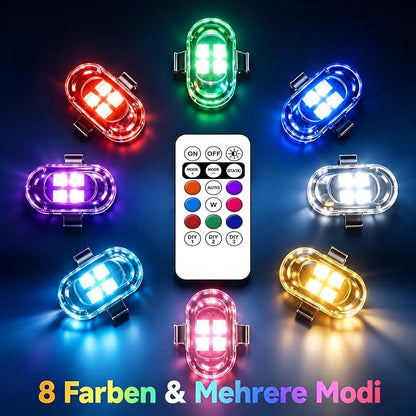 Upgraded 4PCS Mini Car Wireless LED Strobe Lights with Remote Control Wireless LED Lights for Car Motorcycle Bicycle Bike USB Rechargeable 8-Color Car Ambient Lighting Car Led Lights Interior - Image 2