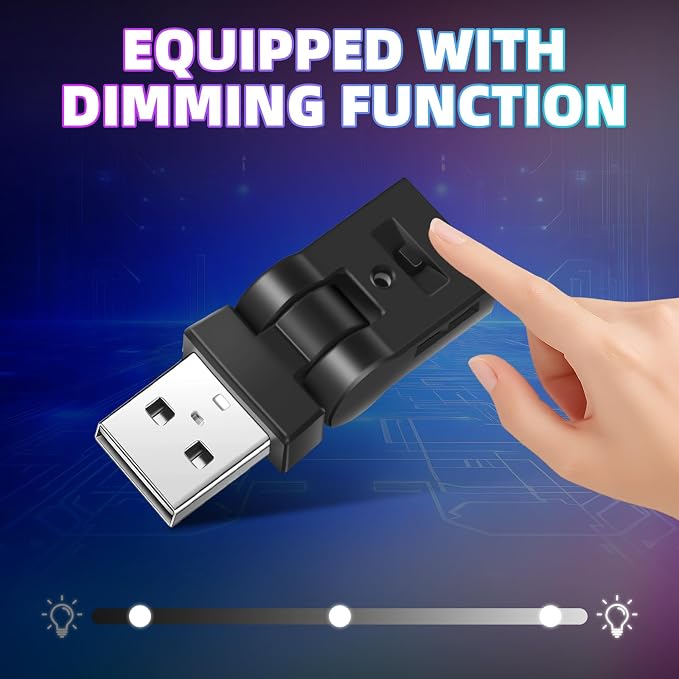 Frienda 2 Pcs Mini USB Light Car LED Interior Light, Manual Switch USB-A | 5v RGB Foldable Lighting, Adjustable 8 Color and Brightness, Smart USB Night Lamp for Cars Laptop Keyboard - Image 7