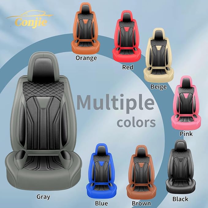 Fit Sentra Car Seat Covers Premium Leather for Nissan Sentra 2008-2025 2026. Waterproof， Breathable, Scratch-Resistant & All-Weather Seat Cushion Protector（Full Set,Gray&Black - Image 8