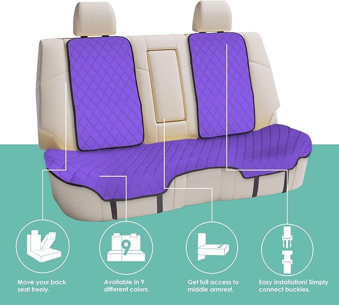 FH Group Car Seat Cover Cushion - Cars Trucks SUV, Neosupreme Car Seat Cushions, Waterproof Car Seat Cover Cushion, Universal Fit Car Seat Protector Rear Set Purple - Image 4