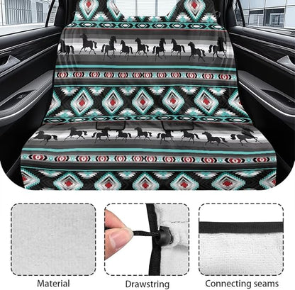 American Western Tribal Aztec Horse Print Waterproof Backseat Cover for Car Trucks Van SUV Jeep, Universal Fit Non-Slip Rear Bench Towel Seat Covers for All Seasons - Image 6
