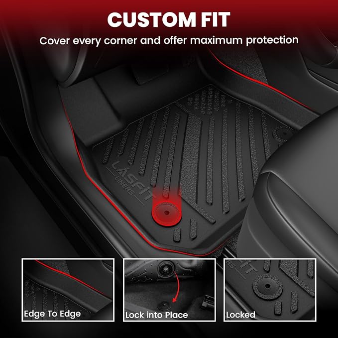 LASFIT All Weather Floor Mats for Honda Civic 2012-2015【Sedan & Si】 | Full Surround TPE Mats, Tall Walls, 3D Custom Fit, Non-Slip, Easy Clean, Tool-Free Install, Vehicle-Specific Accessories - Image 3