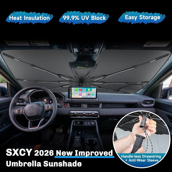 SXCY for 2026 Honda Passport Windshield Umbrella Sunshade [Easier Foldable] | for 2026 Honda Passport Accessories 2026 Passport Sunshade Umbrella 2026 Passport Windshield Sun Shade - Image 2