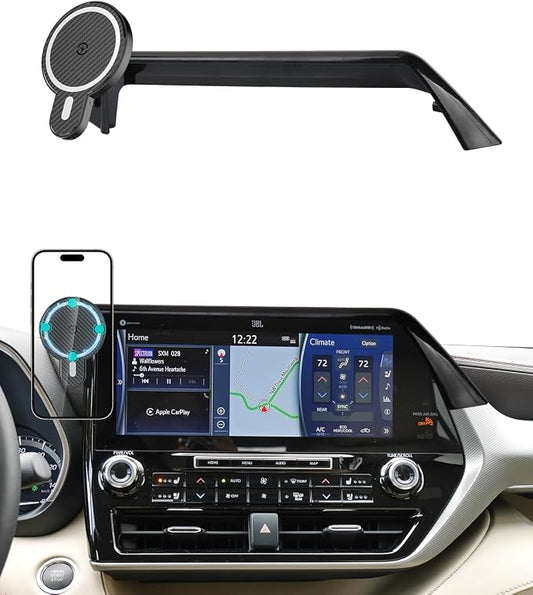 PZK Car Phone Holder for 2020-2026 Toyota Highlander 12.3-inch Screen Only | Magnetic 15W Fast Wireless Charger Phone Mount for Highlander Lmited/Platinum Accessories 360° Rotaion (Not Fit 8-Inch) by SpecificCarPhoneHolder