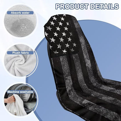 Black American Flag Car Towel Seat Cover Breathable Soft Car Seat Cover Protector with Storage Bag Easy to Store Universal Fit for Most Vehicles - Image 6