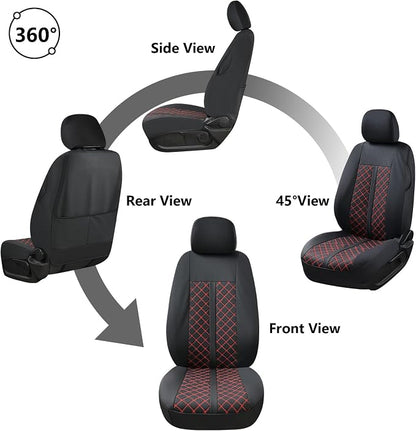 Truckiipa Toyota Tacoma Seat Covers Full Set, Waterproof Leather Seat Covers Fit for 4th Gen 2024-2026 Toyota Tacoma Double Crew Cab SR SR5 Limited TRD Sport/Off Road, Full Set, Black&Red - Image 8