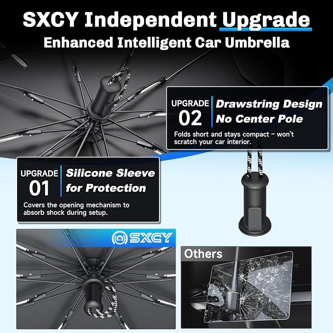 SXCY for 2024 2025 2026 Ford Ranger Windshield Umbrella Sunshade [Easier Foldable] 2024 2025 2026 Ranger Accessories Sunshade Umbrella for 2024-2026 Ranger Windshield Umbrella Sun Shade - Image 2
