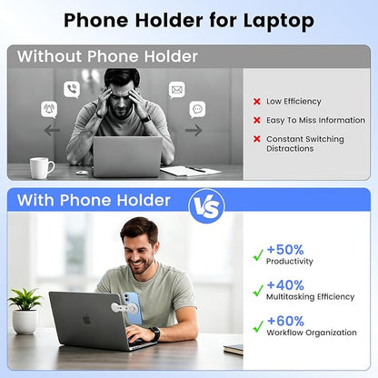 Magnetic Phone Holder for Laptop, MagSafe Laptop Phone Mount for iPhone 17/16/15/14/13/12 & All Phones, 180°Adjustable, Magnetic Phone Holder for Tesla Monitor (Silver) - Image 4