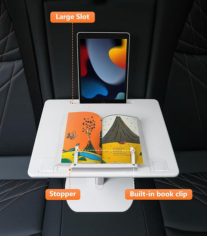 Car Seat Tray Table, Height Adjustable Travel Tray for Kids/Adults, Car Lap Desk for Laptop Computer Tablet Book, Front Passenger/Rear Seat Food Eating, Essentials Accessories for Long Trips - Image 5