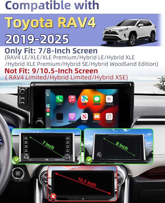 PZK Car Phone Holder for Toyota RAV4 2019-2025 Accessories 7/8-Inch Screen | Hybrid LE/XLE/Premium Magnetic Magsafe RAV 4 Phone Mount 360° Rotation Hands-Free Not Affect Vent (Not fit 9/10.5 inch) - Image 2