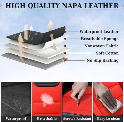 Coverado Car Seat Covers Full Set, Seat Covers for Cars, Car Seat Protector Waterproof, Leather Cushion, Universal Car Interior Covers Seat Protectors for Most Cars Black-Red - Image 7