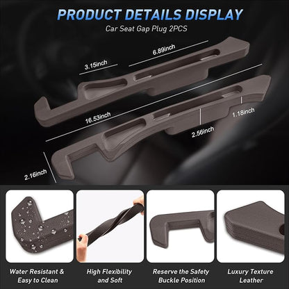 Car Seat Gap Filler 2Pack, Inserts Between Seats Console with Organizer Storage Upgraded Phone Holder Car Side Seat Gap Fillers Cars Front Seats Fill Plug Car Essentials for Vehicle SUV Truck (Brown) - Image 7