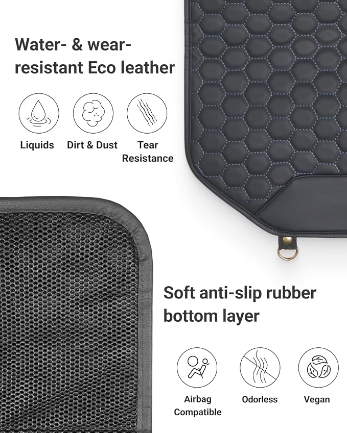 Set Seat Back Organizer & Car Seat Protector Hexy Waterproof & Non-Slip Protector for Child Car Cushion for Leather and Fabric Seats (Black) - Image 6