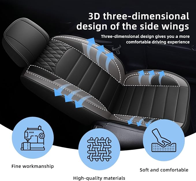 Car Seat Covers Fit for Subaru Legacy 1995-2026 Full Set | Faux Leather Waterproof Automotive Seat Protectors,Compatible with Airbags,Easy to Install,5 Seats Grey - Image 6