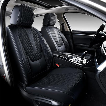 Coverado Front Seat Covers, Car Seat Covers Front Seats, Nappa Leather Seat Covers for Cars, Waterproof Seat Covers with Lumbar Support Universal Fit for Most Cars SUV Trucks (Front, Black) by COVERADOAUTO