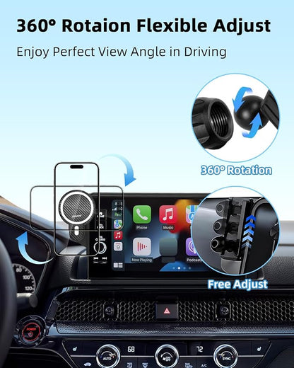 PZK Car Phone Holder for 2023-2026 Toyota BZ4X/ Subaru Solterra Accessories | Fit 8/12.3-Inch Screen Magnetic 15W Fast Wireless Charger Phone Mount with Magsafe 360° Rotation Not Affect Vent Phone Stand - Image 3