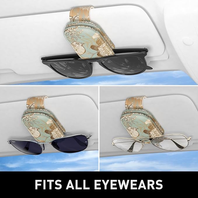 Sunglasses Holder for Car Visor, Magnetic Leather Car Sunglass Holder, Car Sun Visor Glasses Hanger Clip, Car Interior Accessories for Women Men, Fits All Size Eyeglasses - Image 5