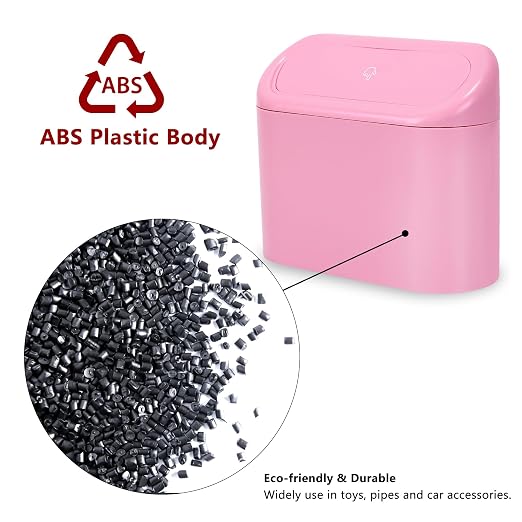 Ginsco 2 Pack Mini Car Trash Can with Lid, Small Car Garbage Can, Cute Leakproof ABS Trash Bin, Auto Accessories for Interior, Garbage Bin for Home, Office with 120pcs Trash Bags Pink - Image 6