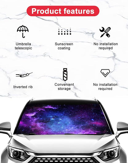 Purple Galaxy Umbrella Sunshade for Car,Windshield Sun Shade Car SUV Trucks Front Window Block UV Rays Heat Keep Vehicle Cool,Foldable Reflective (5731 in), (FG0-DNH9N) - Image 4