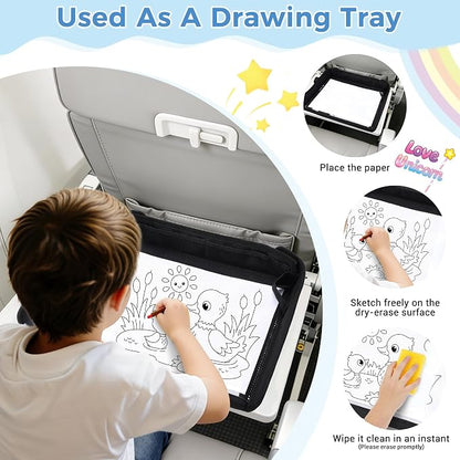 COOLBEBE Airplane Tray Table Cover, Foldable Travel Tray Cover | for Toddlers 1-3, Universal Fit for Airplane, Car Seat, High Chair, Machine Washable, Portable, Black - Image 3