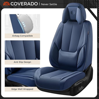 Coverado Car Seat Covers, Seat Covers for Cars, Waterproof Leather Auto Seat Protectors, Leather Car Seat Cushion, Car Interiors Accessories Universal Fit for Most Cars - Image 6