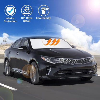 Windshield Sun Shade for 2016-2020 Kia Optima Accessories | Full covered for windshield, Foldable & Durable, Block UV Rays, Reduce Heat, Easy to install, Keep Car Cooler - Image 6