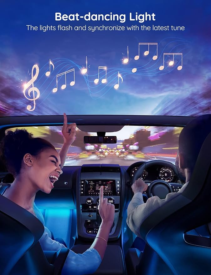 Govee Car LED Lights, RGB Smart Car Interior Lights, App Control | DIY Mode and Music Mode, 2 Lines Design LED Lights for Cars with Car Charger, 12V - Image 3