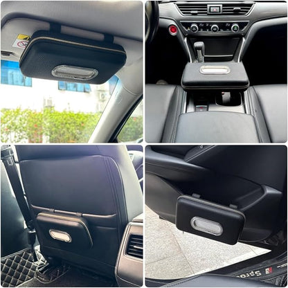 Car Tissue Holder, Sun Visor Napkin Holder, Car Visor Tissue Holder, Luxury PU Leather Backseat Tissue Case Holder (Black) - Image 4