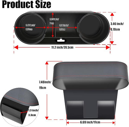 IOKONE Console Side Pocket Cup Holder for Car, Slim Black | Car Seat Gap Filler Organizer, Front Seat Organizer, Drink Holder for Car, Cell Mobile Phone Holder, Car Coin Holder - Image 2
