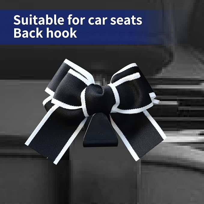 2 Pcs Car Bow Seat Headrest Hook, Multi-Functional Automobile Seatback Hanging Organiser,Car Purse Hooks Fits For Most Cars (Black) - Image 3
