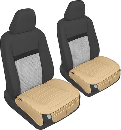 Motor Trend Seat Covers for Cars Trucks SUV, Faux Leather Beige Padded Seat Covers with Storage Pockets, Premium Interior Car Seat Cover, 2 x Front Seat Covers - Image 8