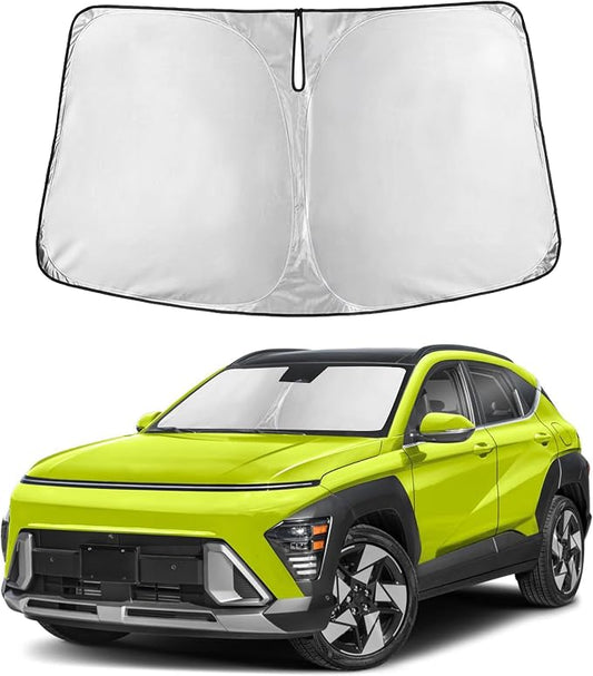 Autovir Windshield Sun Shade Fit for 2024 2025 2026 Hyundai Kona | Sunshade, Front Car Window Shades Sun Visor, Blocks UV Rays & Heat, Car Accessories by Autovir