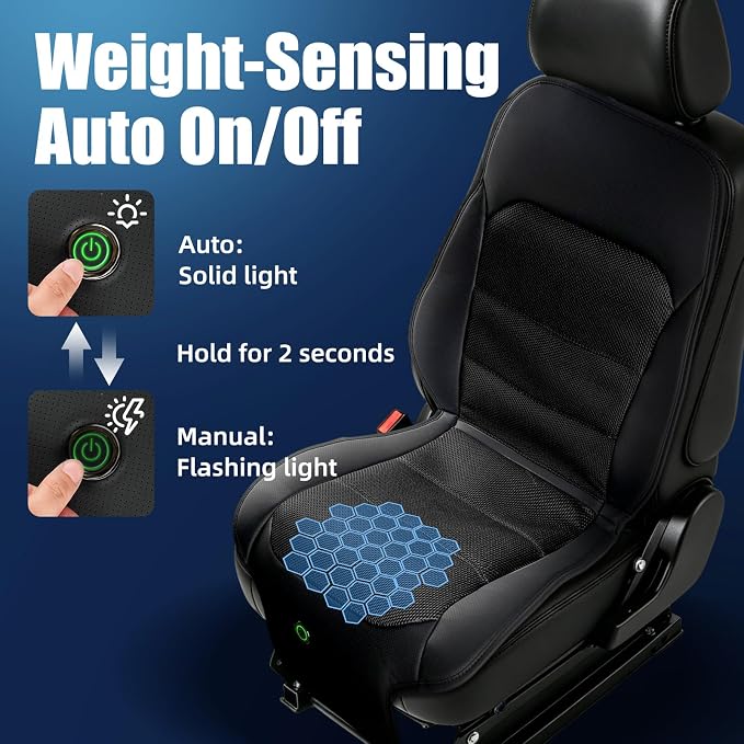 12-24V 3-Speed Cooling Car Seat Cover Front Seat for Cars Suvs, Auto On/Off | Air-Cooled Car Seat Cushion with Weight Sensing, Universal Fit for Summer Truck Office, Non-Slip Breathable 3D Mesh - Image 4